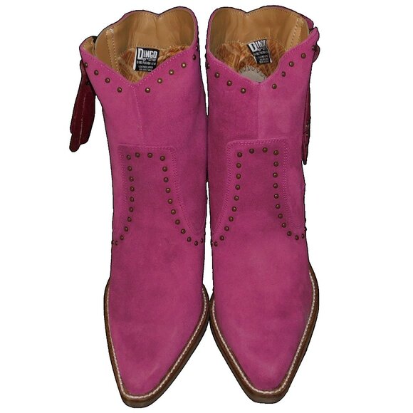 Dingo Classy N Sassy Suede Leather Heeled Western Boots Booties - Picture 3 of 8